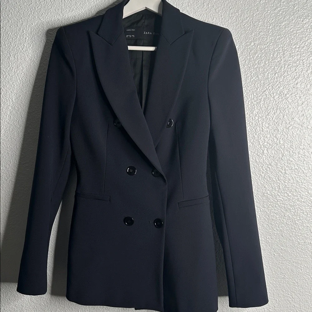 Zara Black double breasted tailored fit lapel collar Blazer  XS. Office, career - Picture 2 of 11